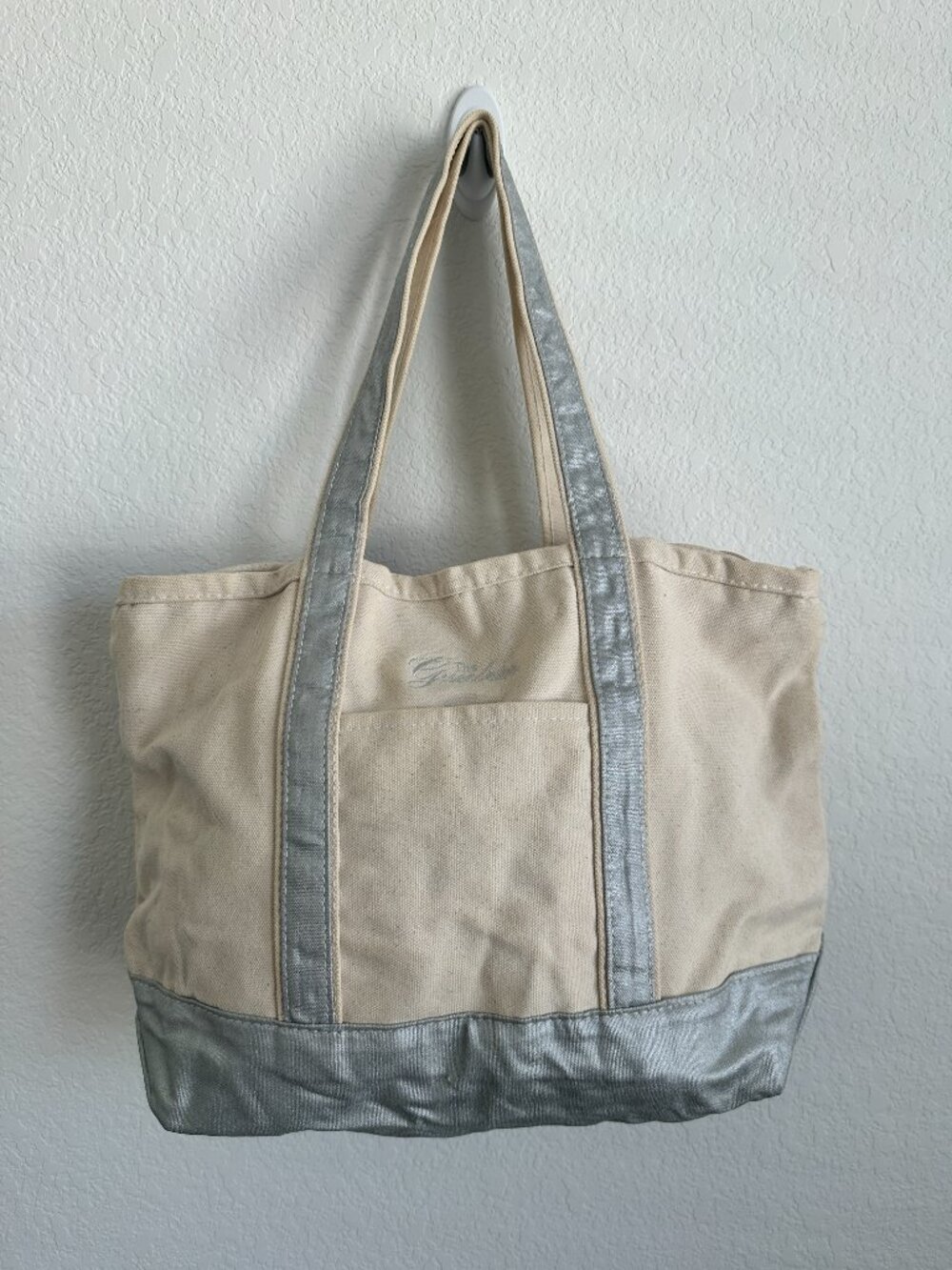 The Greenbrier Canvas Tote Bag Reusable Golf Shopping Bag Boat Tote White